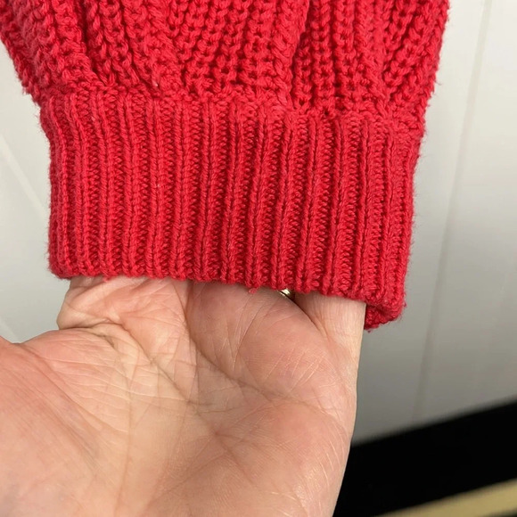 BDG Urban Outfitters Womens Knit Sweater Cream Orange. Red S/P Balloon Sleeves - Picture 5 of 14